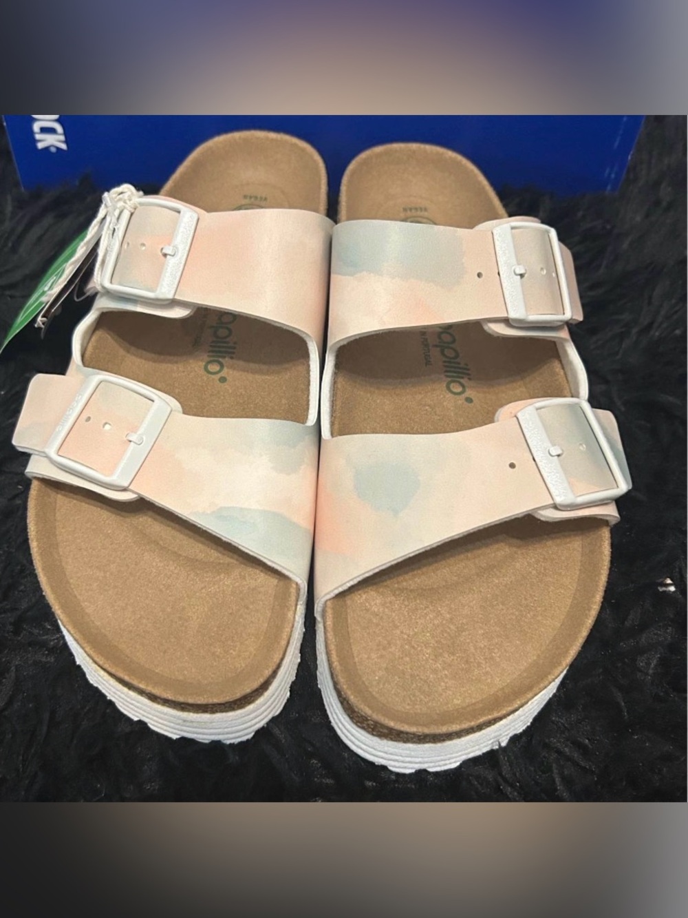 Papilio Dual-Buckle Sandal in Pink  Cream and peach